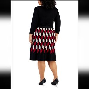 Danny Nicole Belted 3/4 Sleeve Sweater Dress